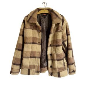 Bass Outdoor Women's Size XS Brown Plaid Button Up Boyfriend Comfortable Shacket